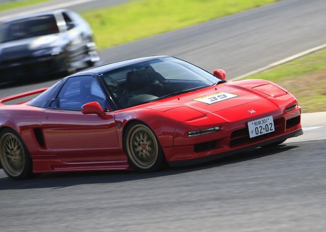 Red Acura NSX on Gold BBS LM F1 Championshop Edition