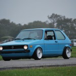 Blue Volkswagen Rabbit on White BBS RS