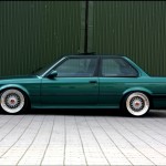 Green BMW E30 on BBS RS with Red Logos