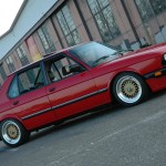 Red BMW 535is E28 on 16" Gold BBS RS