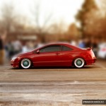 Red Honda Civic Si Coupe FG2 on 17" Blue BBS RS