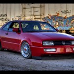 Red Volkswagen Corrado on 16" BBS RS with Red Logos