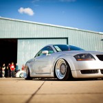 Silver Audi TT on 18" BBS RS with Red Logos