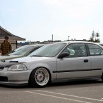 Silver Honda Civic EK Hatchback on BBS RS with Red Logos