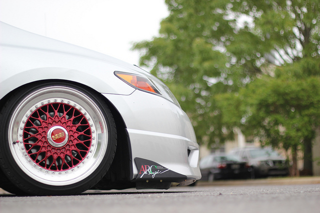 Silver Honda Civic Si Coupe FG2 on Candy Red Faced BBS RS