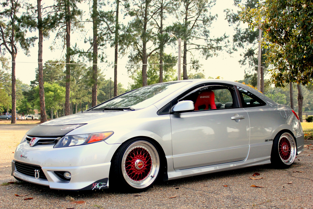 Silver Honda Civic Si Coupe FG2 on Candy Red Faced BBS RS. 