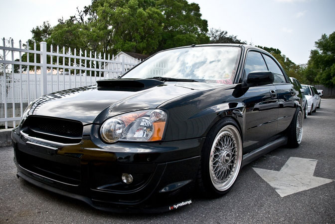 Black Subaru Impreza on BBS RS