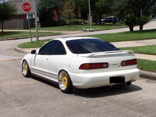White Acura Integra DC Hatchback on Yellow BBS RS