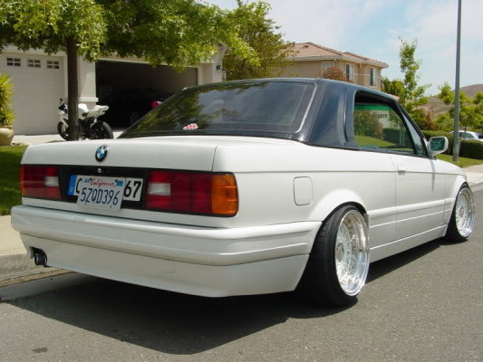 White BMW E30 Convertible on White BBS RS