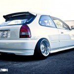 White Honda Civic EK Hatchback on BBS RS