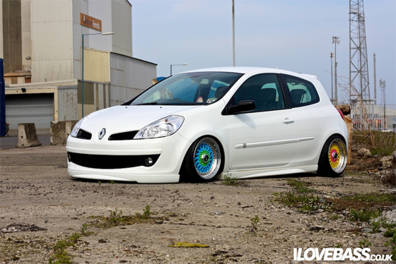 White Renault Clio on Different Colored BBS RS