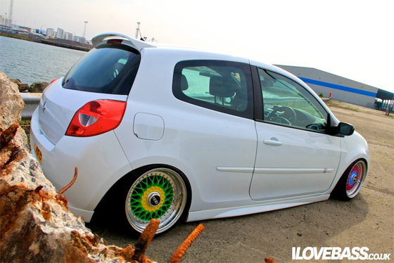 White Renault Clio on Different Colored BBS RS
