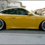 Yellow Porsche 911 996 on BBS LM