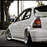 White Honda Civic EK Hatchback on BBS RM