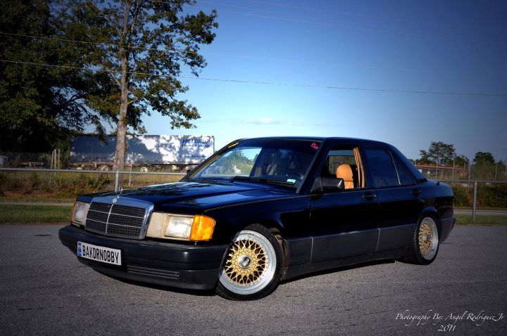 Black Mercedes Benz 190e 2.3 W201 on 16" Gold BBS RS