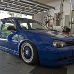 Blue Volkswagen Golf MK4 on Blue BBS RS