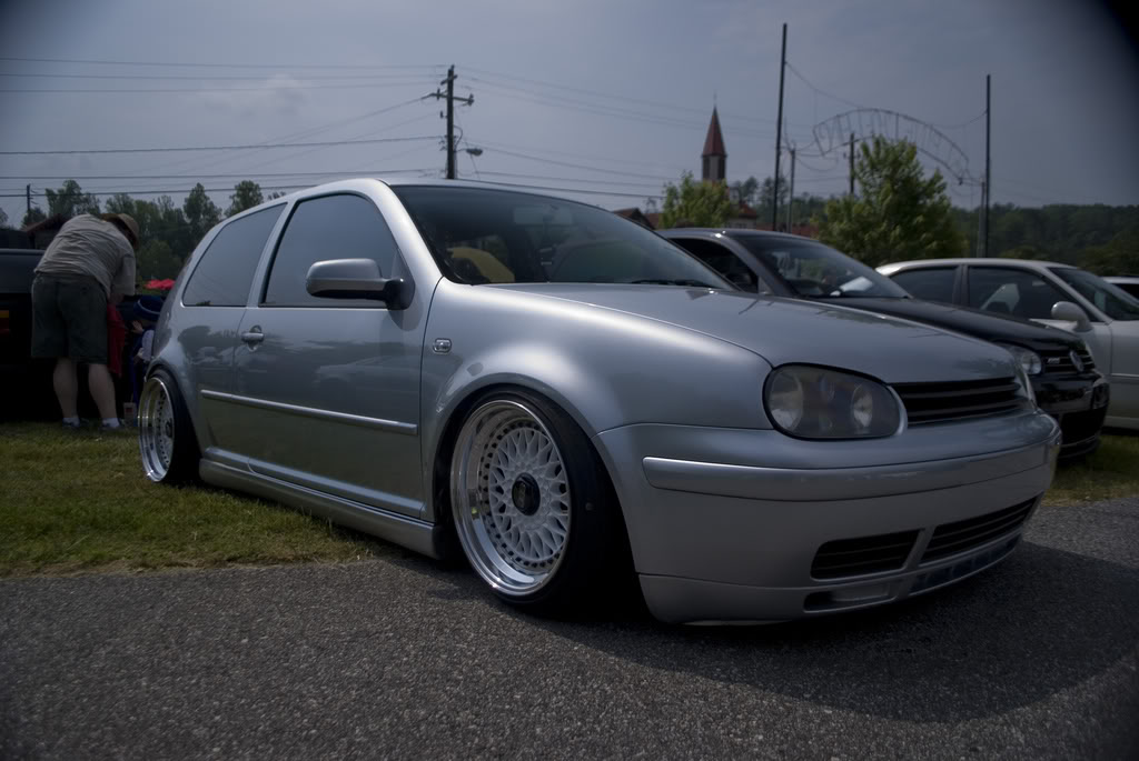 Silver Volkswagen Golf MK4 on White and Black BBS RS