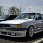 Silver Nissan Sentra B13 on Staggered BBS RM