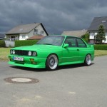 Green BMW E30 M3 on 17" Staggered BBS RS