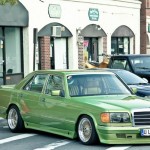 Old School Big Body Green Mercedes Benz w126 on Gold BBS RS