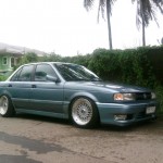 Blue Nissan Sentra B13 on Silver BBS RS
