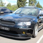 Black Subaru Legacy Station Wagon on 17" BBS RS