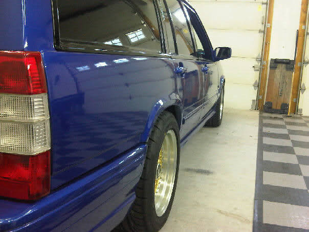 Blue Volvo 240 Wagon on Gold BBS RS Wheels