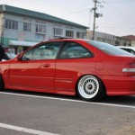 Red EK Honda Civic Si Coupe on 16" Silver BBS RS