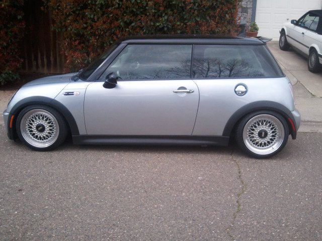 Silver Mini Cooper on Silver and Black 16" BBS RS