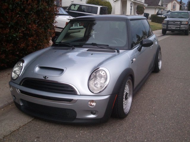 Silver Mini Cooper on Silver and Black 16" BBS RS