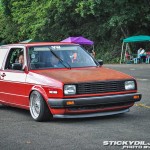 Red Volkswagen Golf MK2 on Silver 15" BBS RS