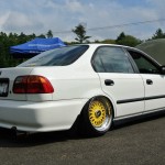 Yellow BBS RS on White EK Honda Civic