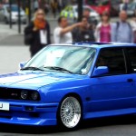 Blue BMW E30 M3 on Silver BBS RS