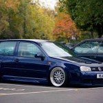 Blue Volkswagen Golf MK4 on Silver BBS LM